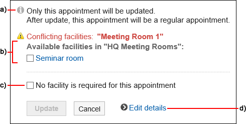 When a Facility is Conflicting with Another Appointment on a Rescheduling Date