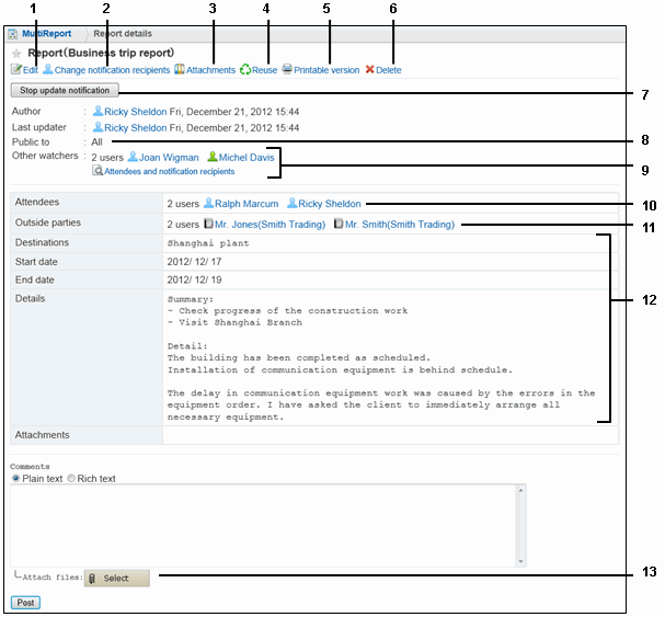 Report Details Screen