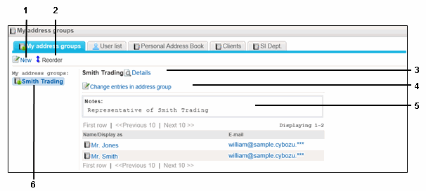 My Address Groups Screen