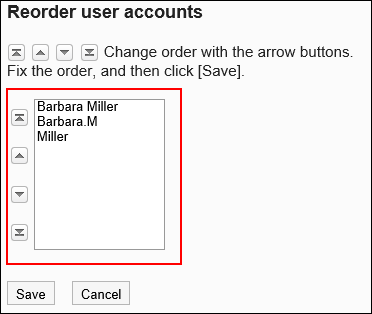 Reordering user accounts screen