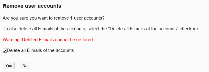 Deleting user accounts in bulk screen