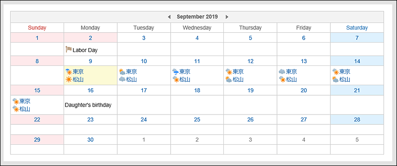 "Calendars" portlet