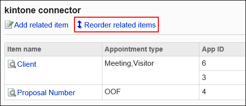 Image shows the reordering related items action link