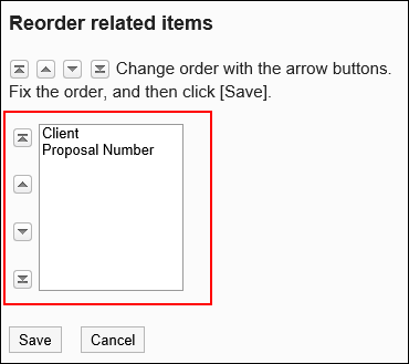 Reorder related items screen