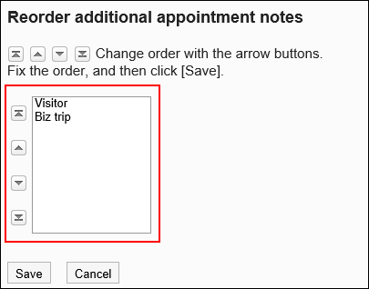 Reordering appointment type link screen