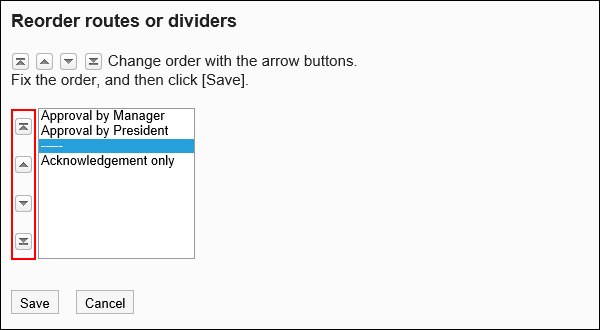Screen to reorder routes/dividers