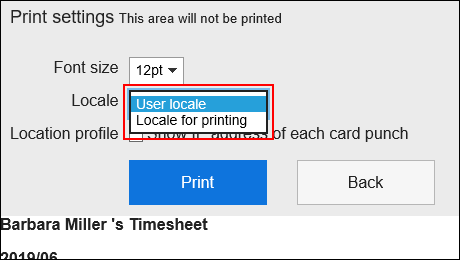 Print Settings screen
