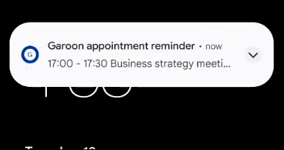 Screenshot: Smartphone screen receiving an appointment reminder