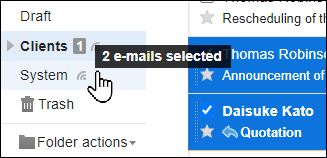 Screenshot: Moving e-mails by dragging and dropping in the e-mail preview screen