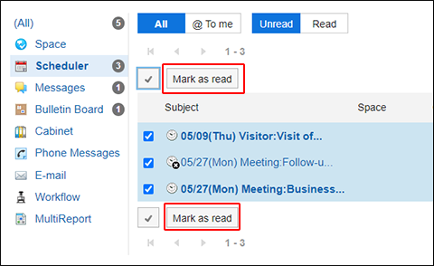 Screenshot: The "Mark as read" button is highlighted