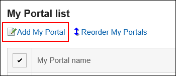 Image shows the adding My Portals action link