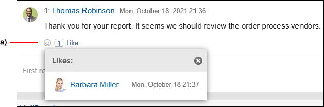 Screen capture: Report answered using the respond feature