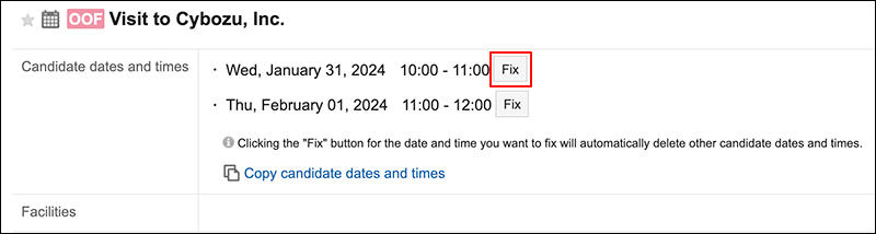 Screenshot: The "Appointment details" screen with the "Fix" button highlighted
