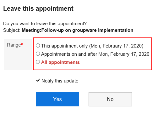 Screen for leaving repeating appointments