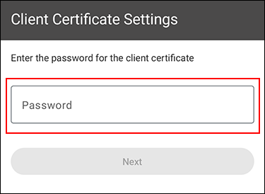 Screenshot: Client Certificate Settings screen