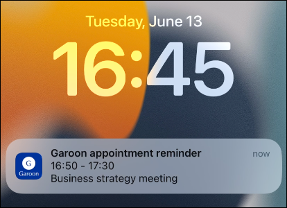 Screenshot: Smartphone screen receiving an appointment reminder