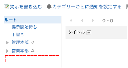 スクリーンショット：アクセス権を設定したカテゴリーが表示されていない掲示板画面