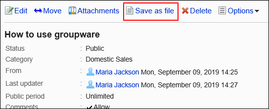 Image of an action link for listing attachments,