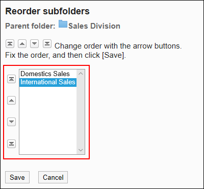 Reorder Subfolders Screen