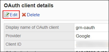 Screen capture: Changing OAuth on the "OAuth client details" screen
