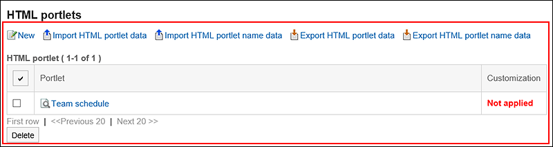"HTML portlet" Screen