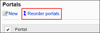 Image shows the reordering portals action link