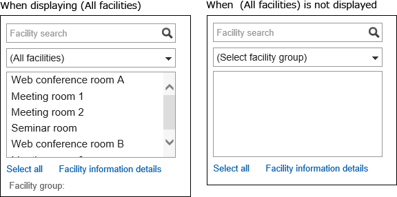Image of showing "all facilities" and hiding it
