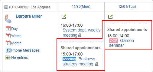 Screen capture: Shared appointment is displayed on the Scheduler screen