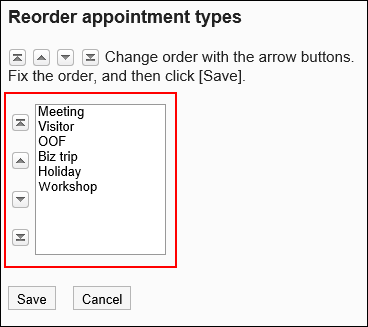 Reorder appointment types screen