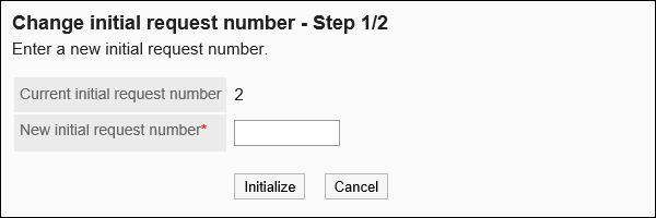 Request Number Initialization screen