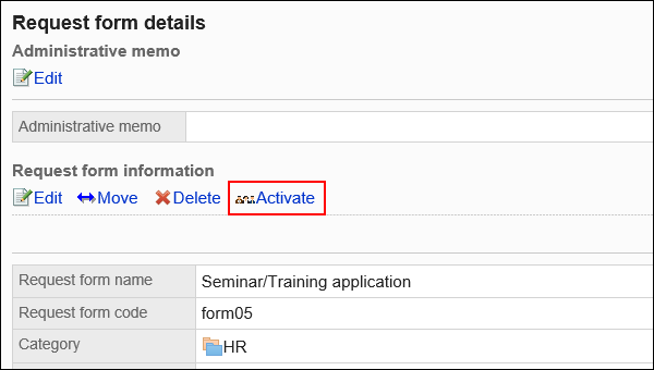 Image in which the "Activate" action link is highlighted