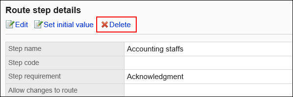 Image of a delete action link