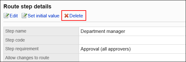 Image of a delete action link