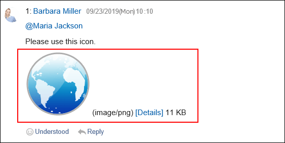 Image of a comment with the image displayed