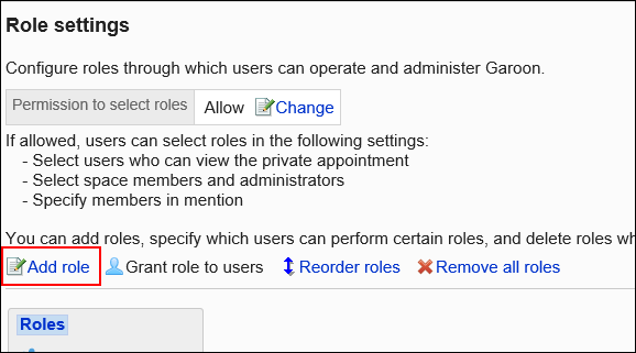 Image showing the action link to add roles