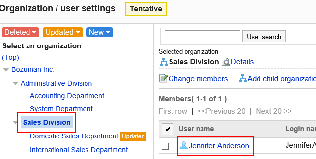 Image showing the user from whom to change roles is selected