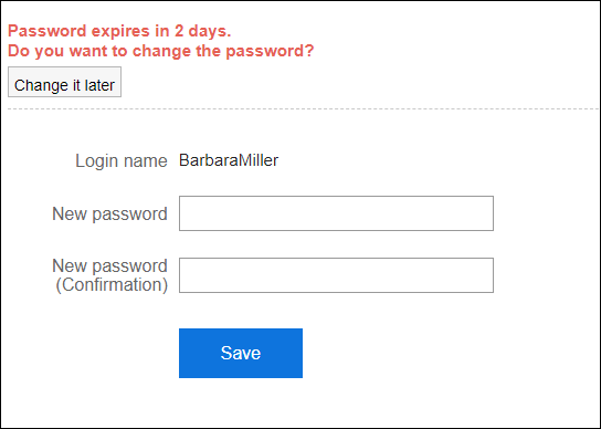 Image showing the notification of the password expiration date