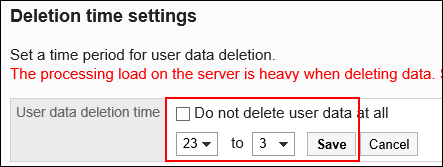 Image of changing the time to delete user data