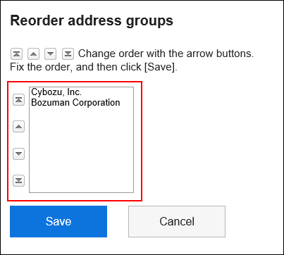 Reorder My Address Groups screen