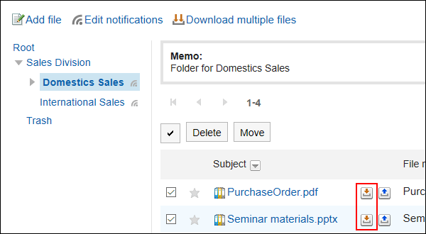 Image in which the download button is highlighted