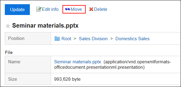 Image of the action link of moving a file is