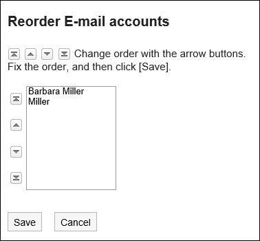 Reordering e-mail accounts screen