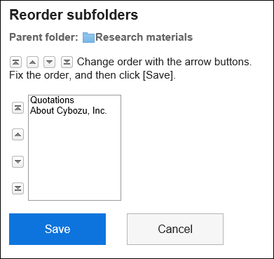 Reorder Subfolders Screen