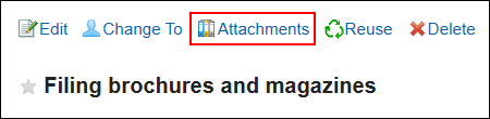Image of an action link for listing attachments,