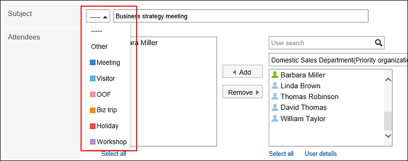 Image of displaying appointment types