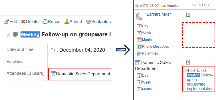 Screen capture: If an organization is specified as an attendee, the appointment is not displayed in the Scheduler screen of the user who is a member of the organization