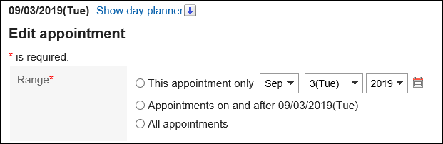 Image with selected target to change appointment