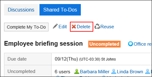 Screenshot: The "Delete" link is highlighted