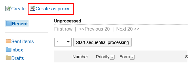 Image of an action link for the proxy request