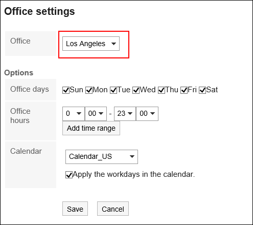 Image of selecting an office to set